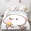3D Cartoon Lovely Peach Cat Bedding Set Boys Girls Twin Queen Size Duvet Cover Pillowcase Bed Kids Adult Fashion Home Textiles