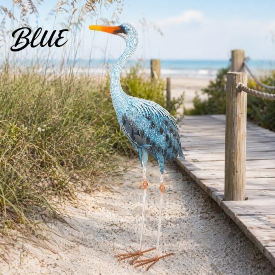 Durable Outdoor Yard Decoration Blue Heron Garden Statues, Metal Cranes Decor, Sculpture Windproof Statue Art, Bird Lawn Ornaments for Backyard