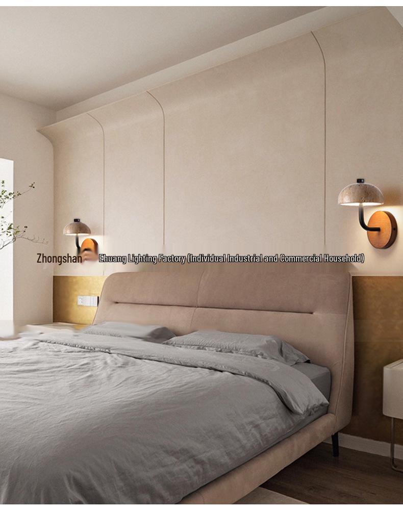 Wabi-Sabi Gelbe Travertin Nachttischlampe: Retro-Stil für Schlafzimmer & Wohnzimmer
