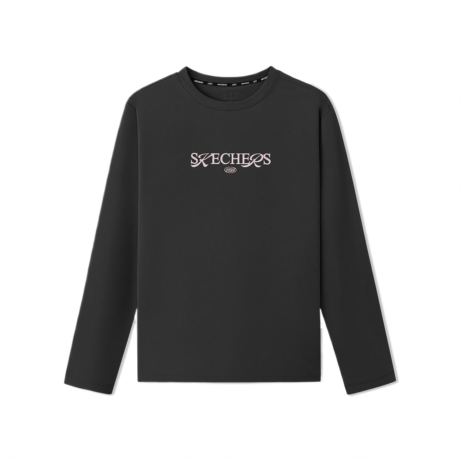 Skechers Серия Sports Alliance Модная Универсальная Мягкая Удобная Однотонная Футболка с Длинным Рукавом Обычная Женские топы L325W096-0018 S