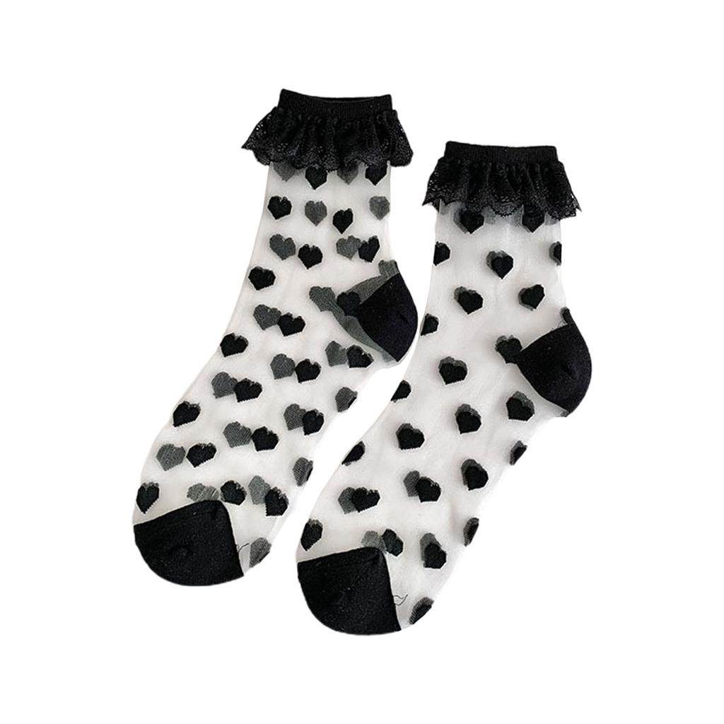 Ruffle Ankle Socks Transparent Mesh Crew Socks Japanese Cute Middle Tube Socks