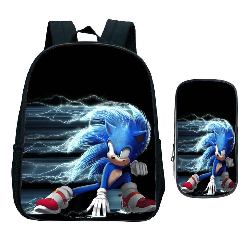 Straight Hair Animation Digital Printing Children'S Two-Piece Set Backpack Pencil Bag Primary And Secondary School Schoolbag