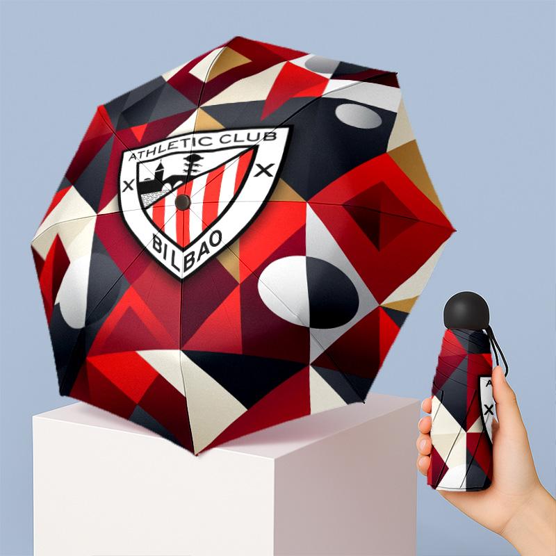 Athletic Bilbao Football Pattern Printed Mini 5 Folds 8 Ribs Compact Umbrella Windproof Waterproof Lightweight Portable Folding