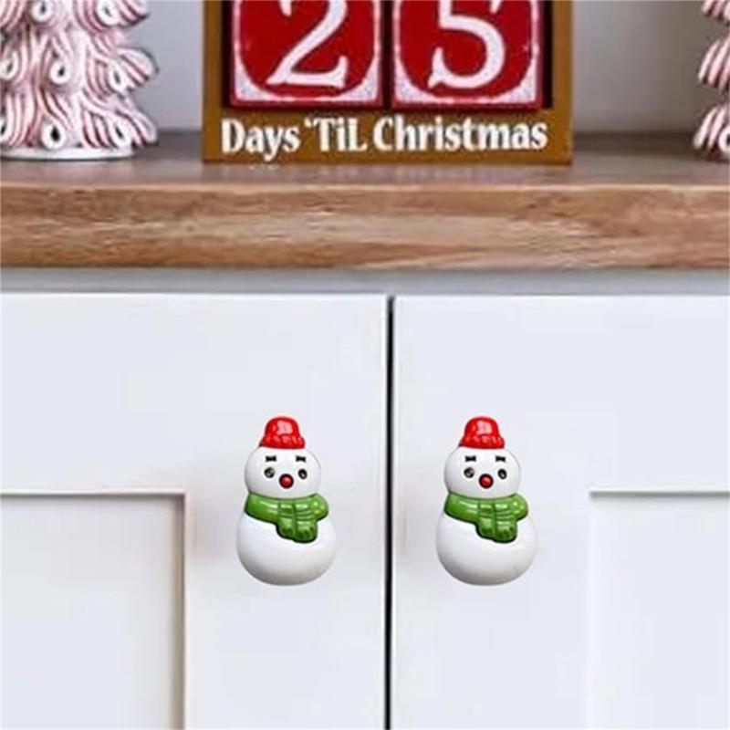 Pack of 4 Christmas Snowman Knob Covers Cabinet Knob Decorations Set for Festival Cabinet Decoration In Kitchen & Bedroom