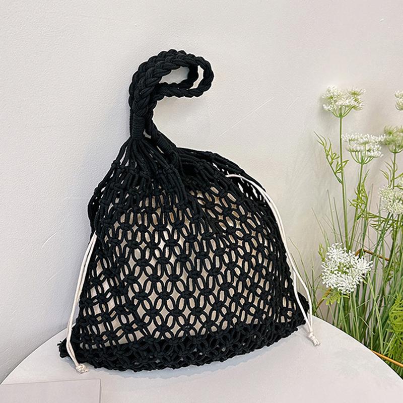 Borse all'uncinetto per donna Borsa da spiaggia estiva Borsa tote in rafia Estetica Borse a tracolla in paglia Bohémien Boho Borsa a spalla intrecciata a maglia