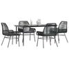 VidaXL Garden Dining Set and Cushions 5 Pcs Black Rattan Glass, Outdoor Dining Set, Furniture of 3334467