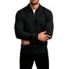 Men's Casual Long-Sleeve Half-Zip Collared Pullover in Color