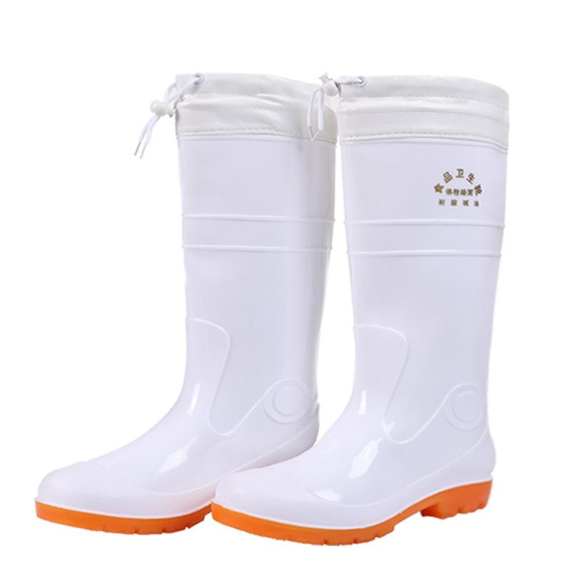 

Tall rain shoes white men s cotton waterproof and non-slip water shoes warm rain boots velvet food shoes 45 белый