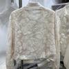 Women's Hollow Lace Jacket with Stand-up Collar - European Style, 2024 Spring, Korean Slimming Fit, Elegant Fragrance-Inspired Design.