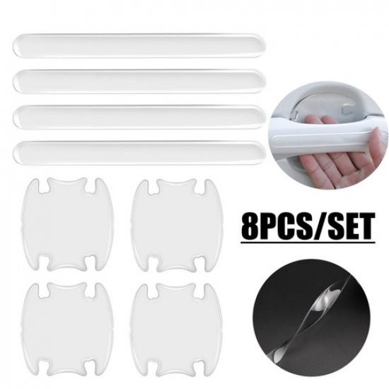 8pcs Invisible Car Door Bowl Handle Protective Sticker Anti-collision Car Decals