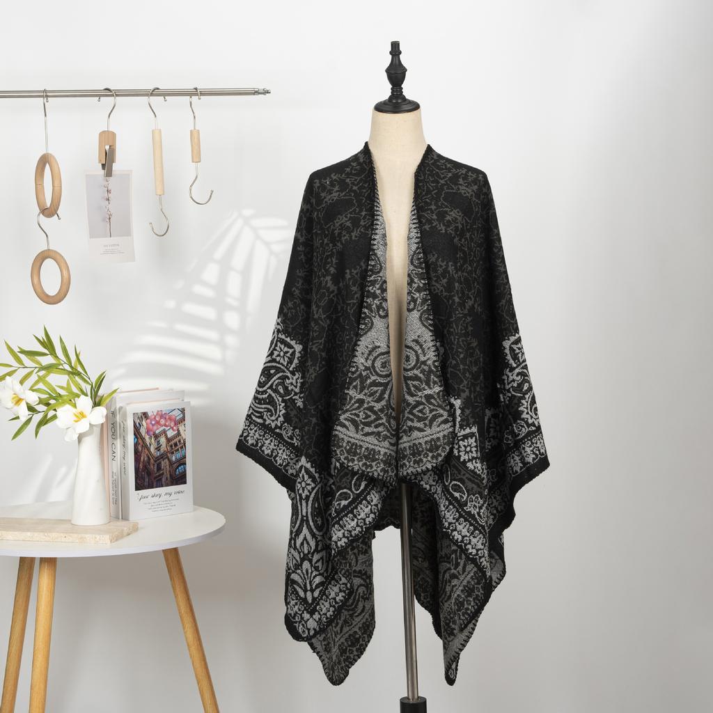 Vintage Printed Cape Cardigan Shawl, One Dress And Three Wears Ethnic Style Shawl, Women'S Travel Scarf