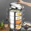 Extra Thick Stainless Steel Home Steamer Pot - Energy-Saving, Non-Flavor Transferring Multi-Layer Basket