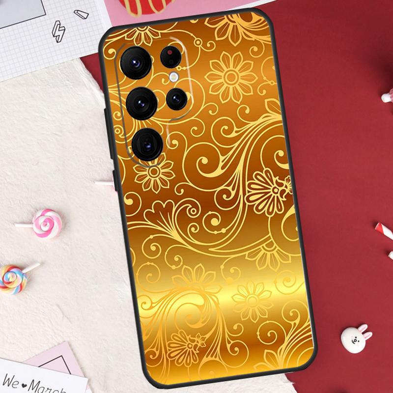 

Gold Floral Pattern Case For Samsung Galaxy S20 FE S21 S22 S23 Ultra S9 S10 Note 10 Plus Note 20 Ultra Cover Galaxy S9 Plus