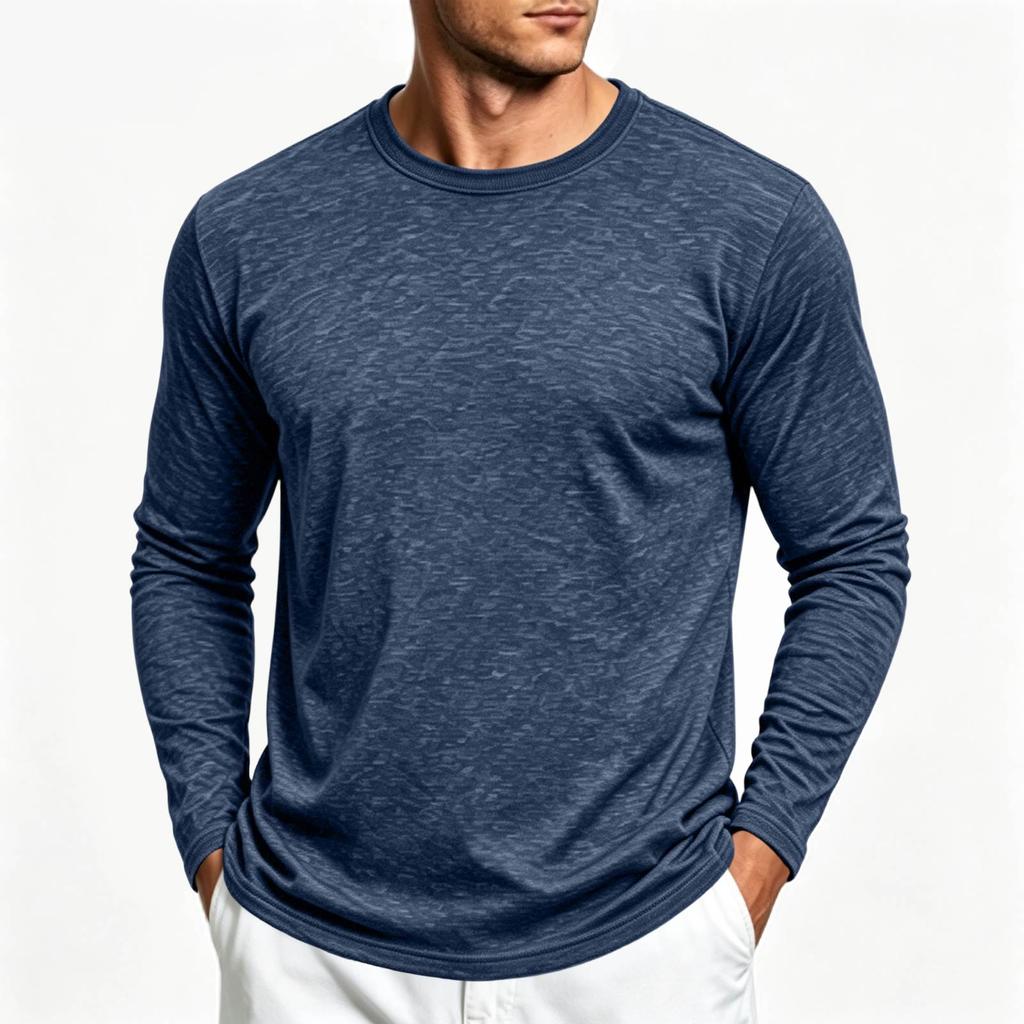 Men's Color Long Sleeve T-Shirt Casual Base Layer Tee for Spring