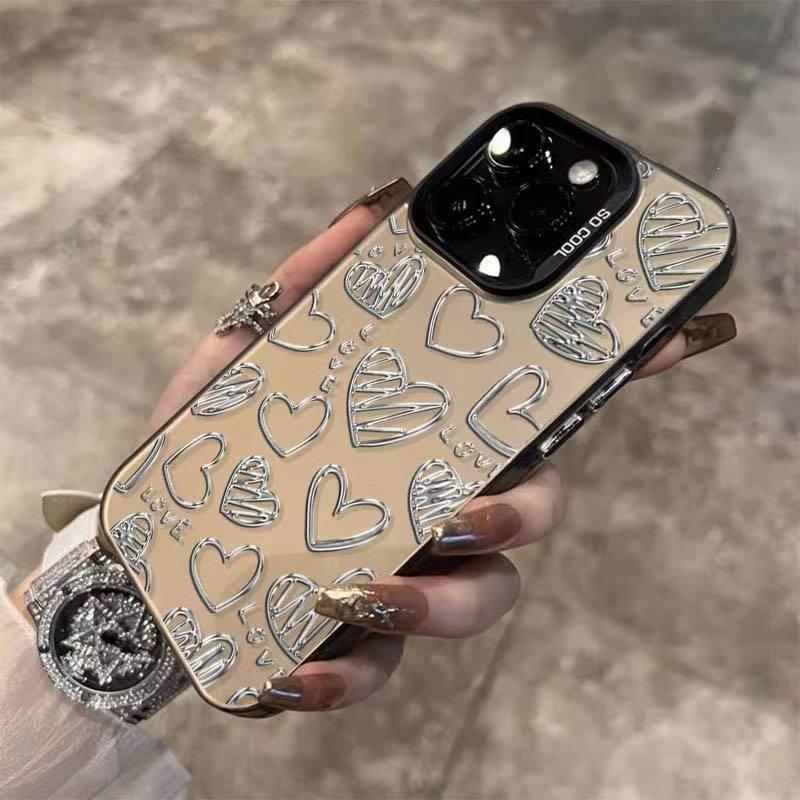 English Love Applies To Iphone14pro Apple 15 Mobile Phone Case 13 Personalized All-inclusive Xsmax Color Silver 16 New Models