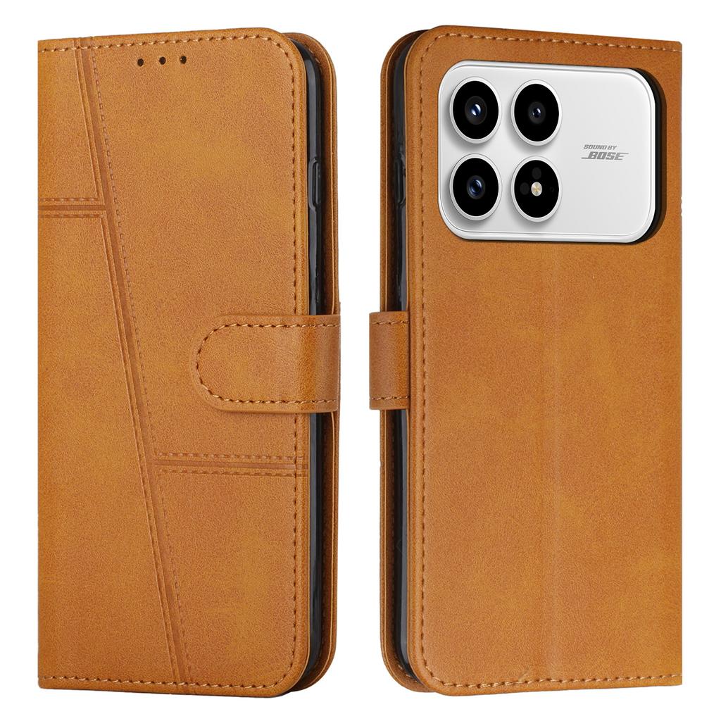 Leather Phone Case For Xiaomi Poco F8 Pro Foldable Stand Wallet Flip Cover with Strap
