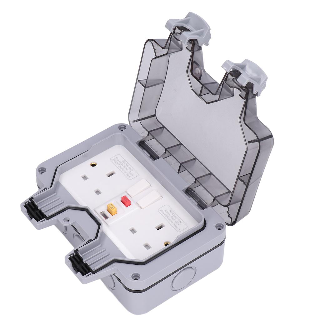Outdoor Waterproof Socket Wall Electrical Outlets IP66 Weatherproof Box 2 Gang UK Style 250V