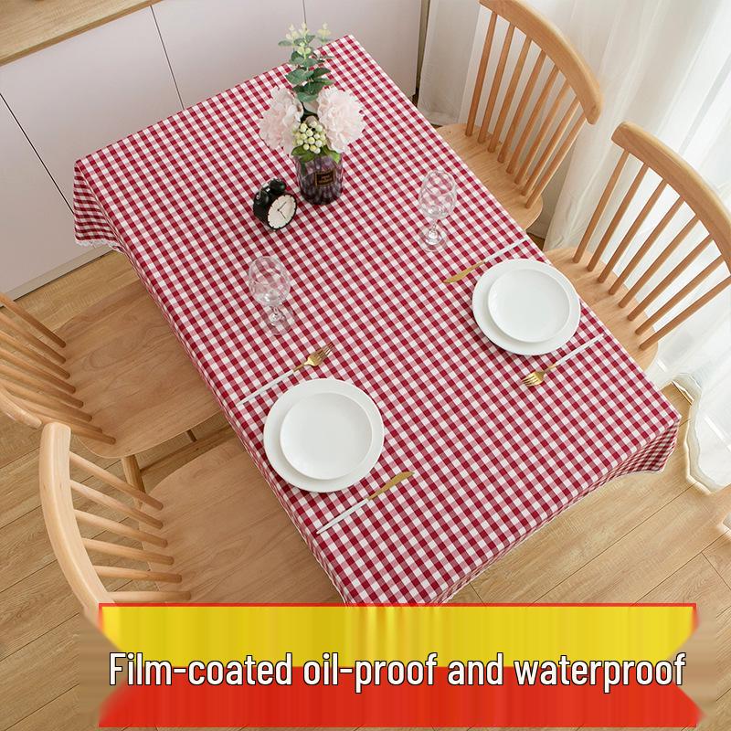 Ins Style Waterproof Wash-Free Plaid Tablecloth for Coffee and Dining Tables