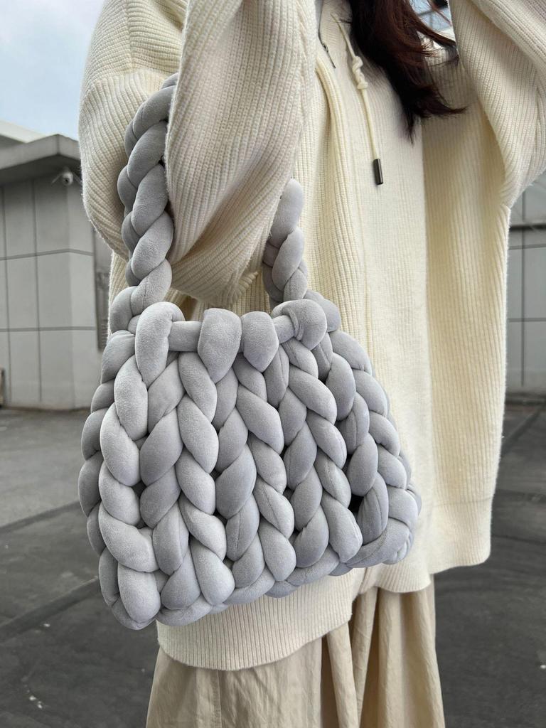 Xiaohongshu Velvet DIY Handmade Woven Crystal Yarn Handheld Messenger Bag