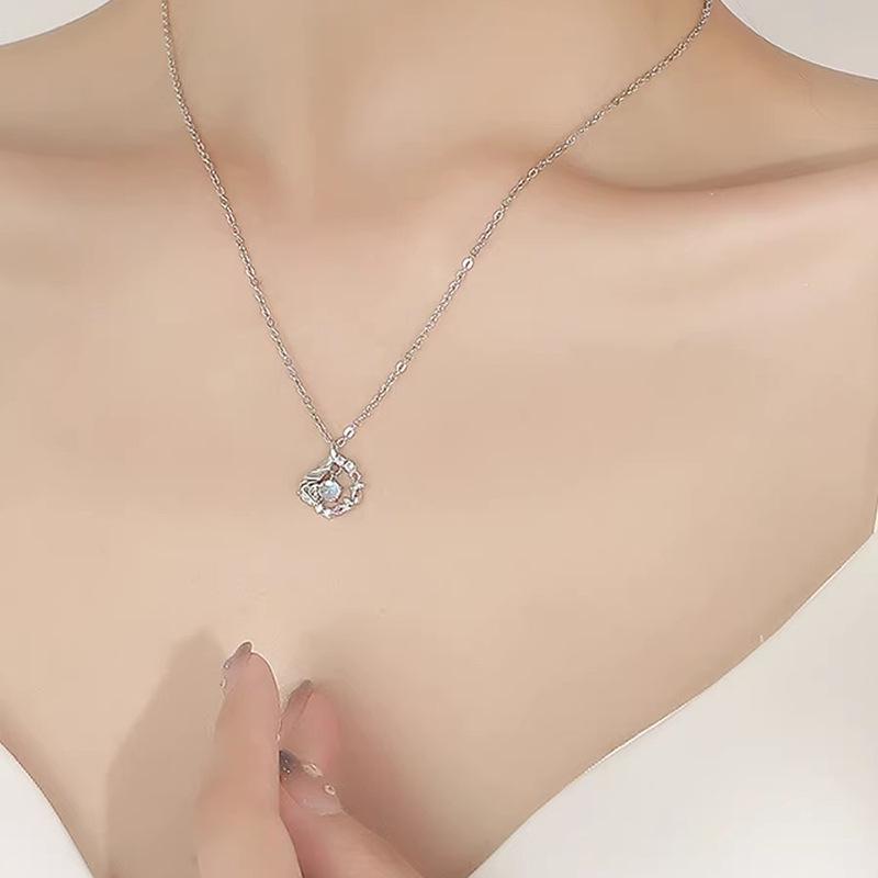 2024 Sterlingsilber Blauer Eukalyptus & Vogel Halskette - Luxuriöses Geschenk für Sie