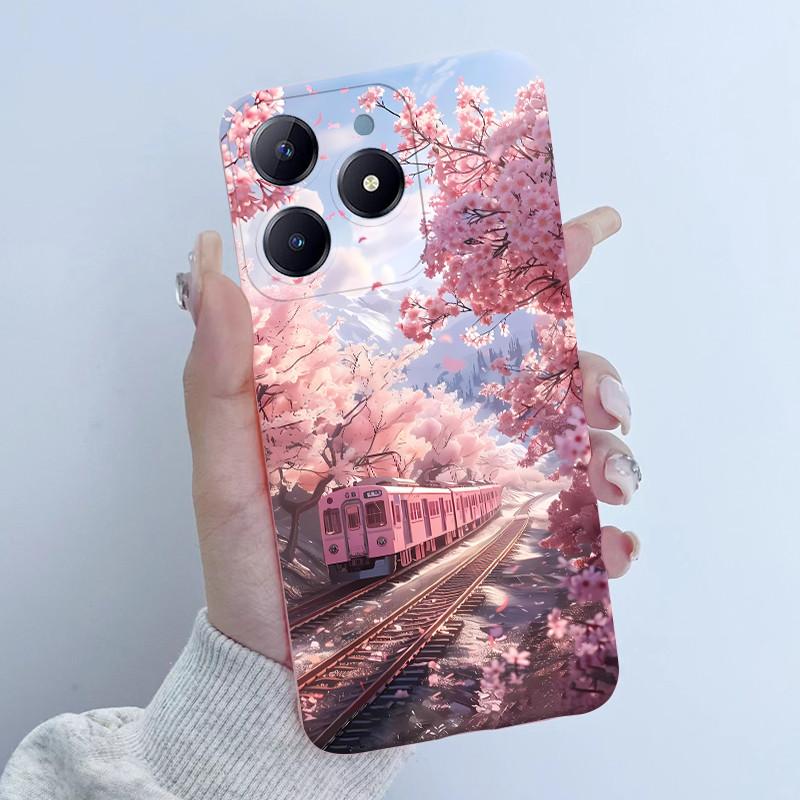 Para Realme C61 C63 Funda de Teléfono Diseño de Niña con Flores Silicona Suave TPU Carcasa Trasera para Realme Narzo N63 C 63 Fundas RealmeC61