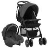 VidaXL Baby Stroller 3-in-1 Pram Foldable for Toddler Children Infant Baby Car Seat Travel Stroller 10390