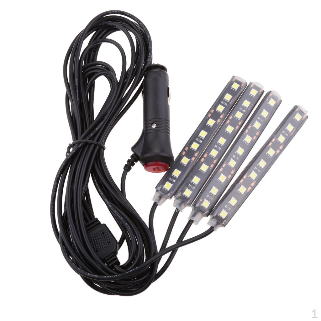 

4 In 1 White 5050 9LED Car Interior Floor Atmosphere Light Lamp Strips
