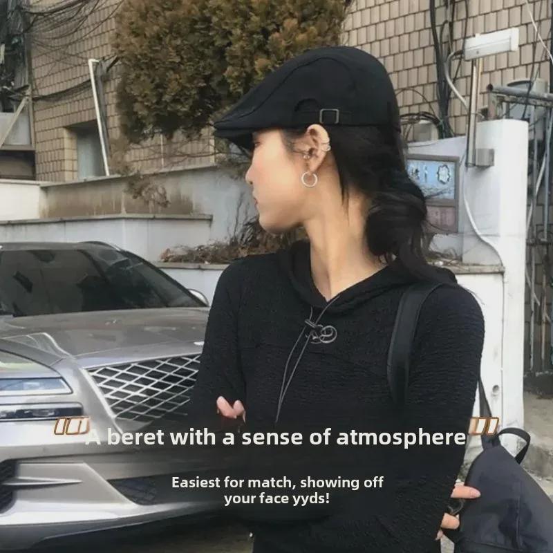 2024 Women's Small Head Beret with Large Brim - Reversible Summer Hat, Size 48XS