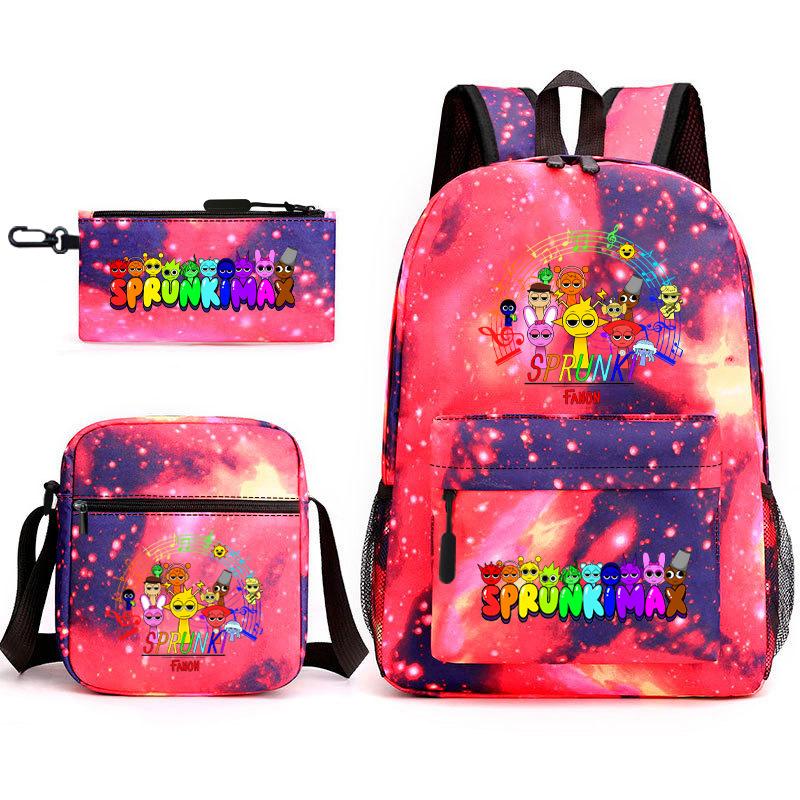 Anime Cartoon Backpack Sprunki Large Capacity Primary School Student Schoolbag Satchel Pencil Case