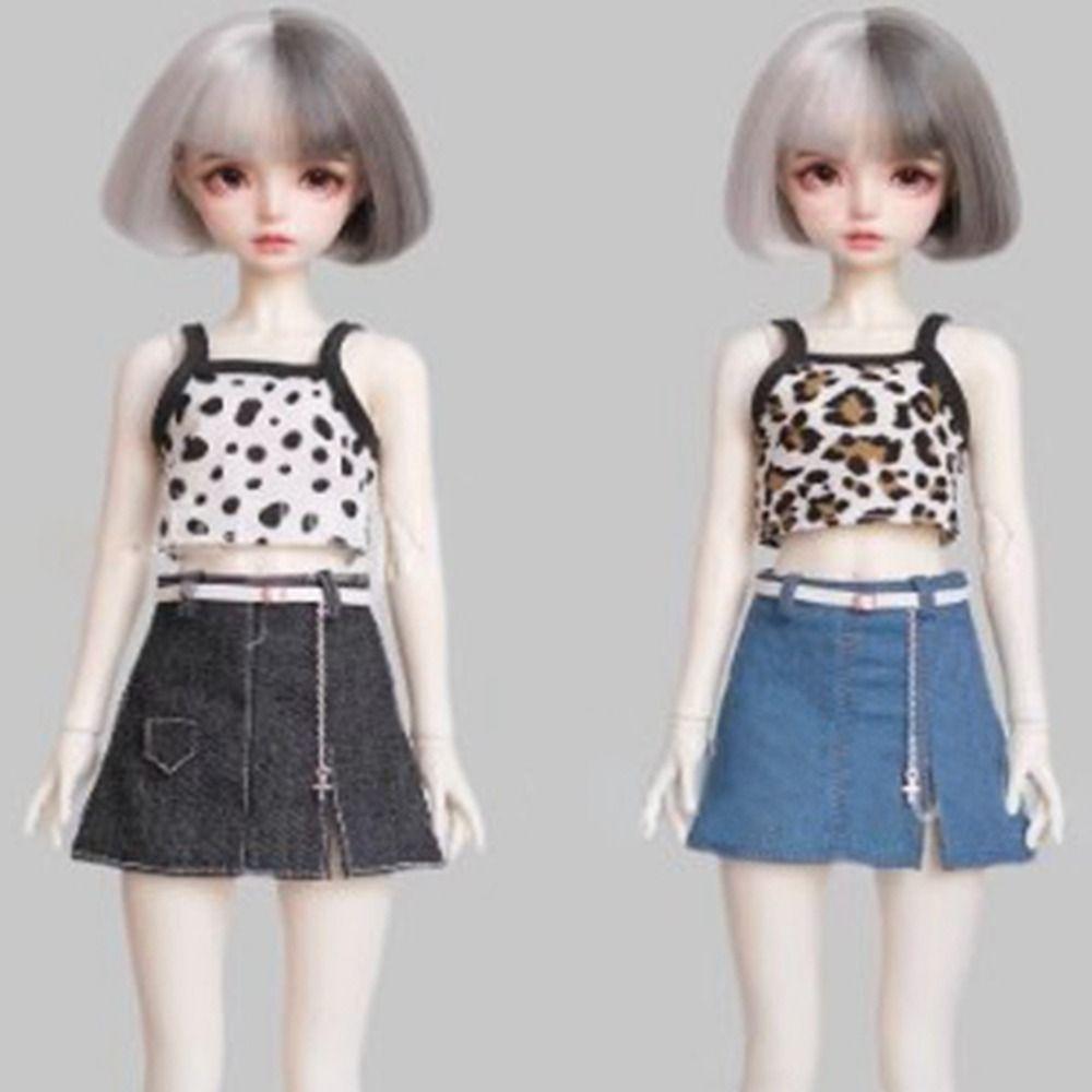 

Mini Doll Jeans Skirt Cute Side Opening Skirt Doll T-shirt Vest for 1/4 1/6 BJD Dolls 30/45cm Doll 8