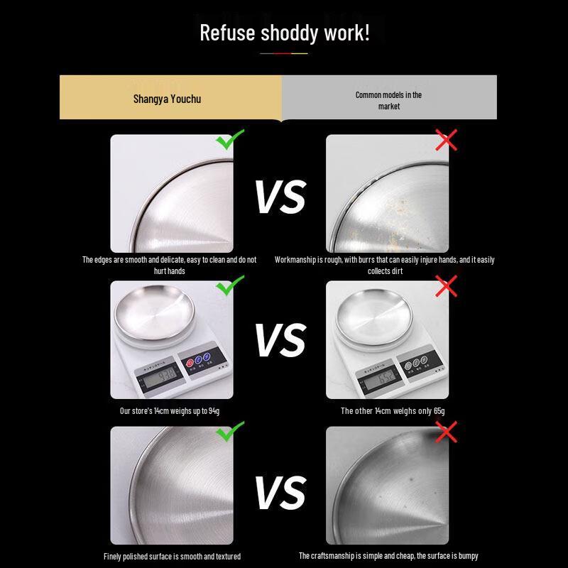 Korean Style 304 Stainless Steel Round Plate