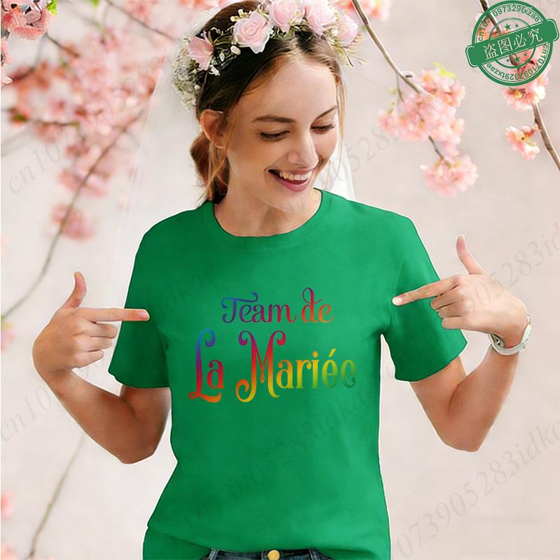 French Girls Bachelorette EVJF T-Shirts Future Bride Team Print Casual Short Sleeve Tees for Bride Squad Party Matching Outfits