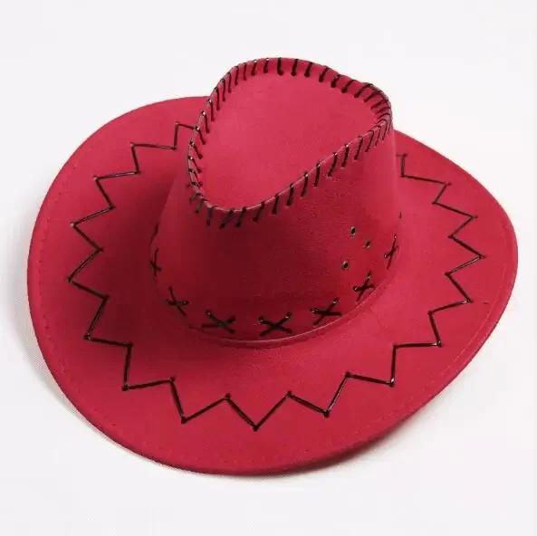 Western Cowboy Style Sun Hats Cowgirls Artificial Suede Wide Brim Leisure Woman Accessories Hats Head Decoration Handsome Hats