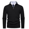 Men's Vertical Rib Knit Half-Zip Stand Collar Woolen Sweater