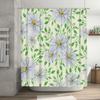 Hand-painted Flower Shower Curtain Set Modern Home Decor Item for Bathroom Decoration Blue Flowers Design On White Background Wi