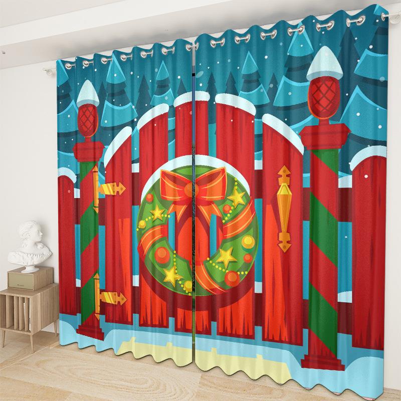 Christmas Curtains Bedroom Living Room Balcony Blackout Curtains Office Hotel Insulation Curtains