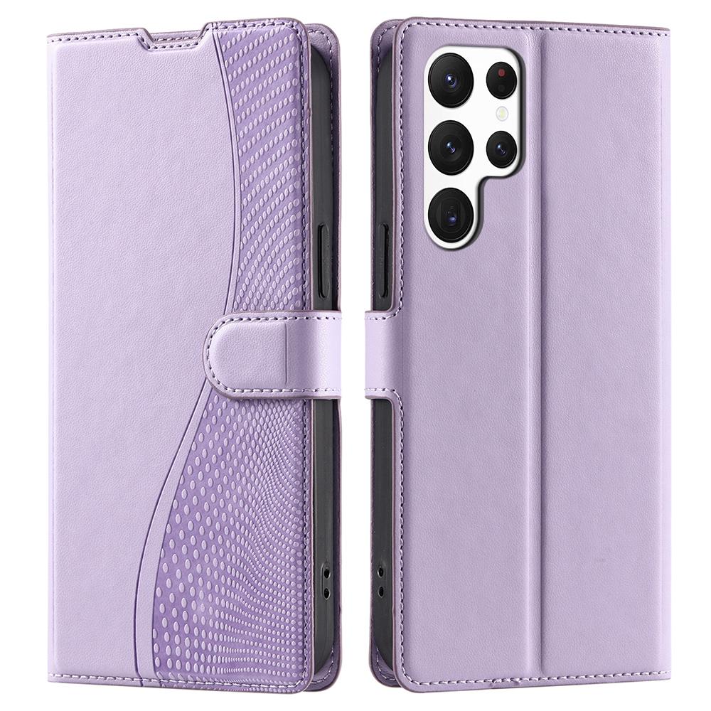 For Samsung Galaxy S24 Ultra Case Dots Imprinted PU Leather Flip Phone Cover with Card Slot,Strap