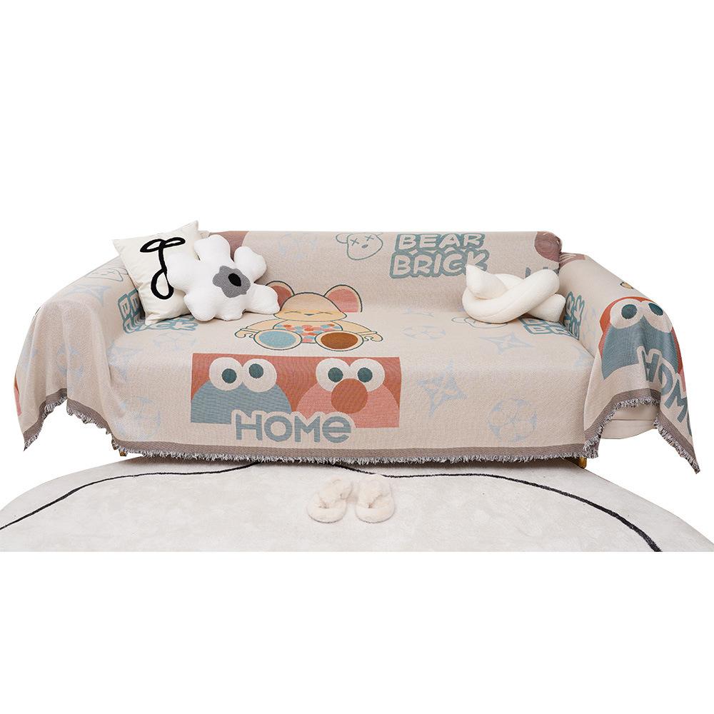 Cartoon Cute All-Inclusive Anti-Scratching Sofa Cover Towel Four Seasons Universal Combination Chenille Tassel Sofa Cover Cover Cloth