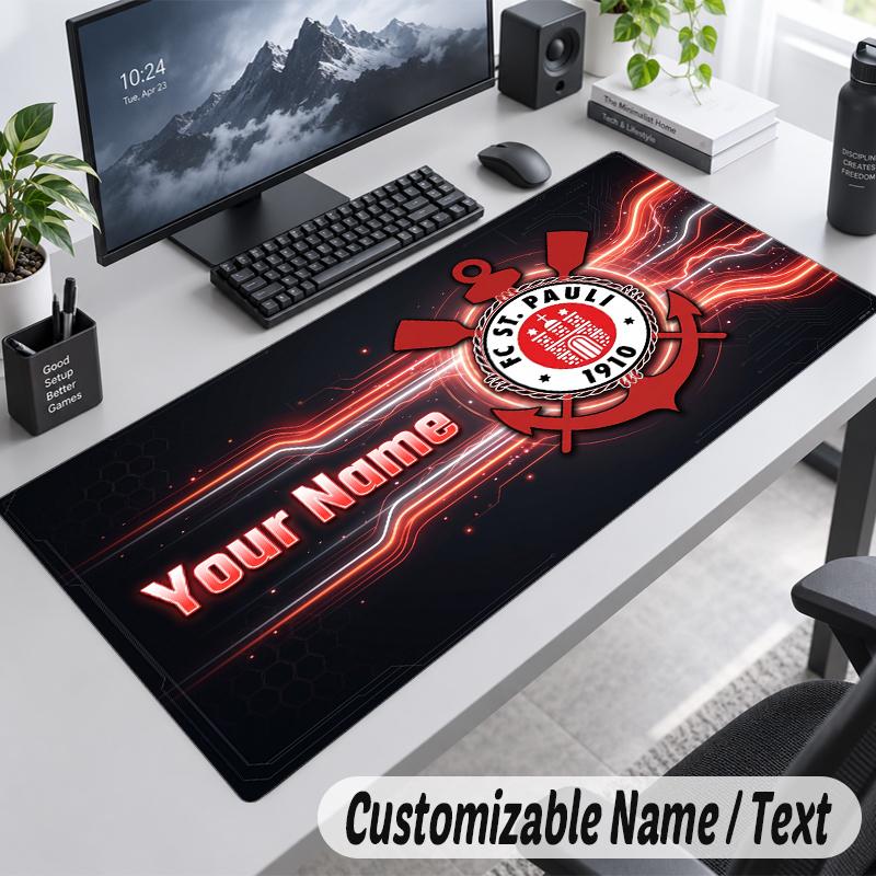 Benutzerdefinierter Namens-Text-Mauspad FC St. Pauli Personalisierte Schreibtischunterlage für Arbeit und Gaming
