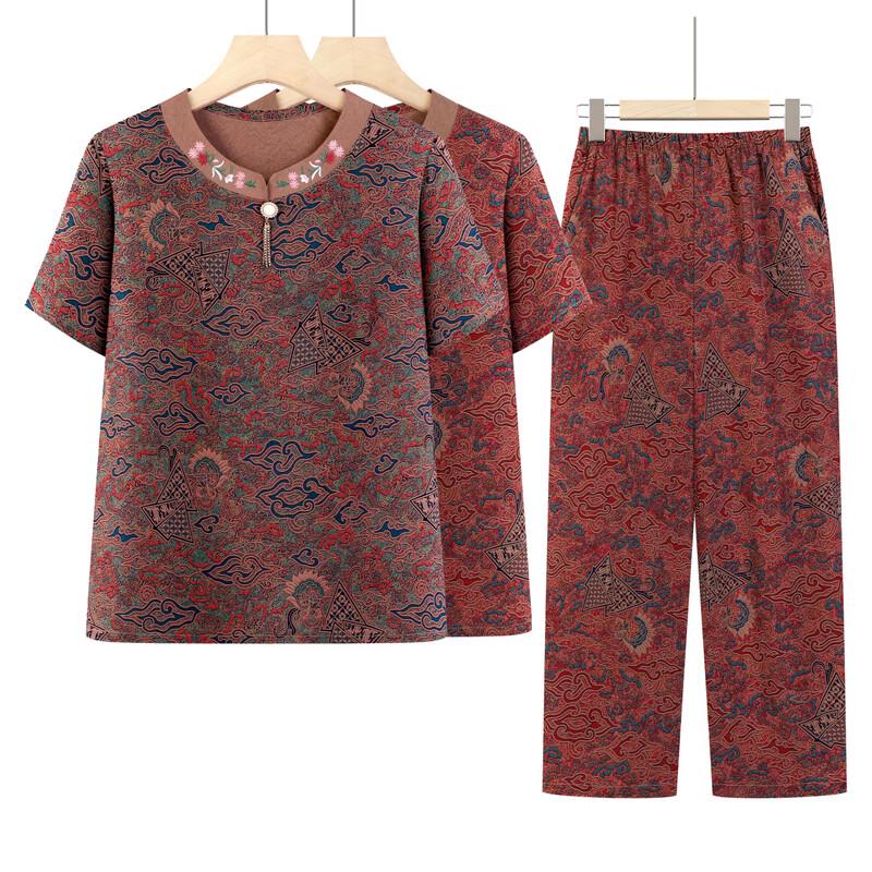 Mid-Aged Women's Summer Thin T-Shirt Set