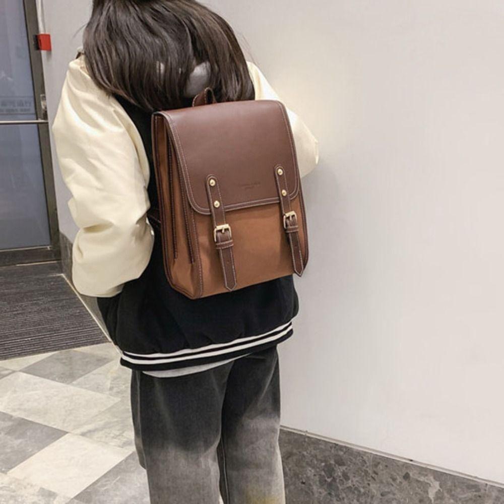 Solid Color Laptop School Bag Simple College Students Backpack Large Capacity Backpack Outdoor
