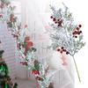 Artificial Christmas Flowers With Red Berry Stems, Fake Norfolk Garland Branches For Winter Decor, Faux Christmas Garland Tree Picks And DIY Crafts