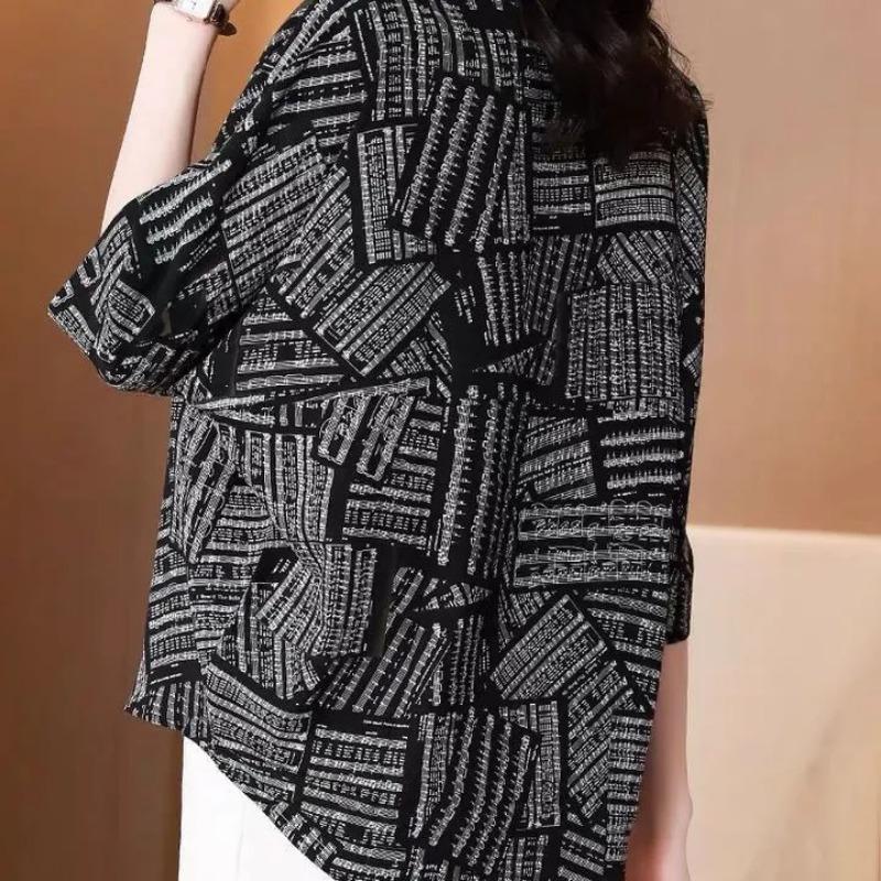 New Summer Style Three-quarter Sleeve Floral Shirt Loose Fashionable Shirt Western Style Top