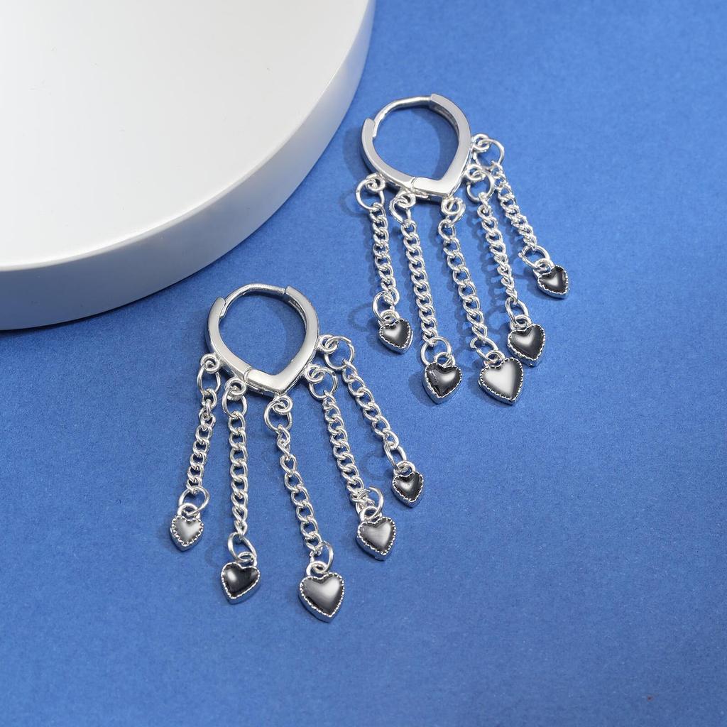 Silver Color Heart Earrings Charm Women Trendy Jewelry Simple Retro Party Accessories Gift For Girlfriend Valentine's Day