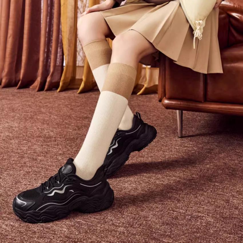 Anta Meteor 3 Comfortable Trendy Shock Absorbing Wear Resistant Low Top Casual Shoes Women casual shoes Black Silver 122448856-10