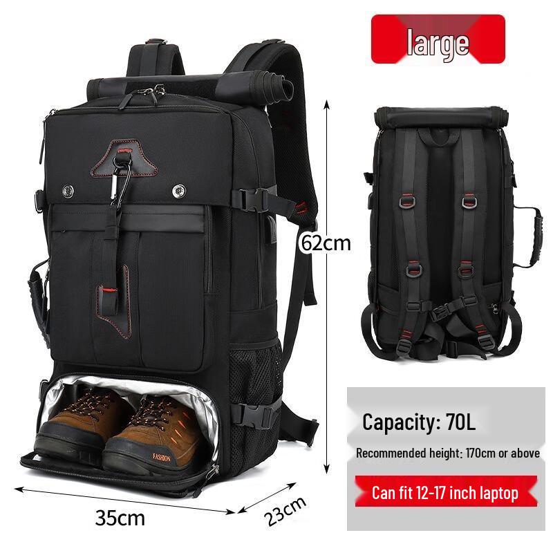 Li Shen 70L Expandable Roll-Top Travel Backpack 70L