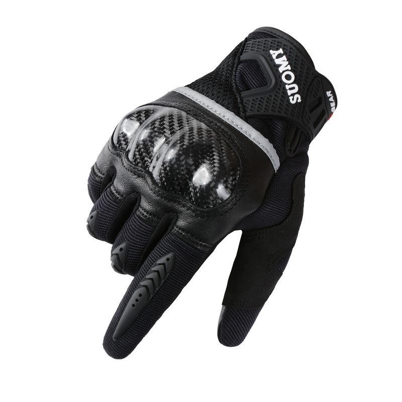 Carbon Fiber Motorcycle Gloves, Spring Summer Touchscreen Riding Gear with Protective Shell Breathable Unisex Crash-Resistant