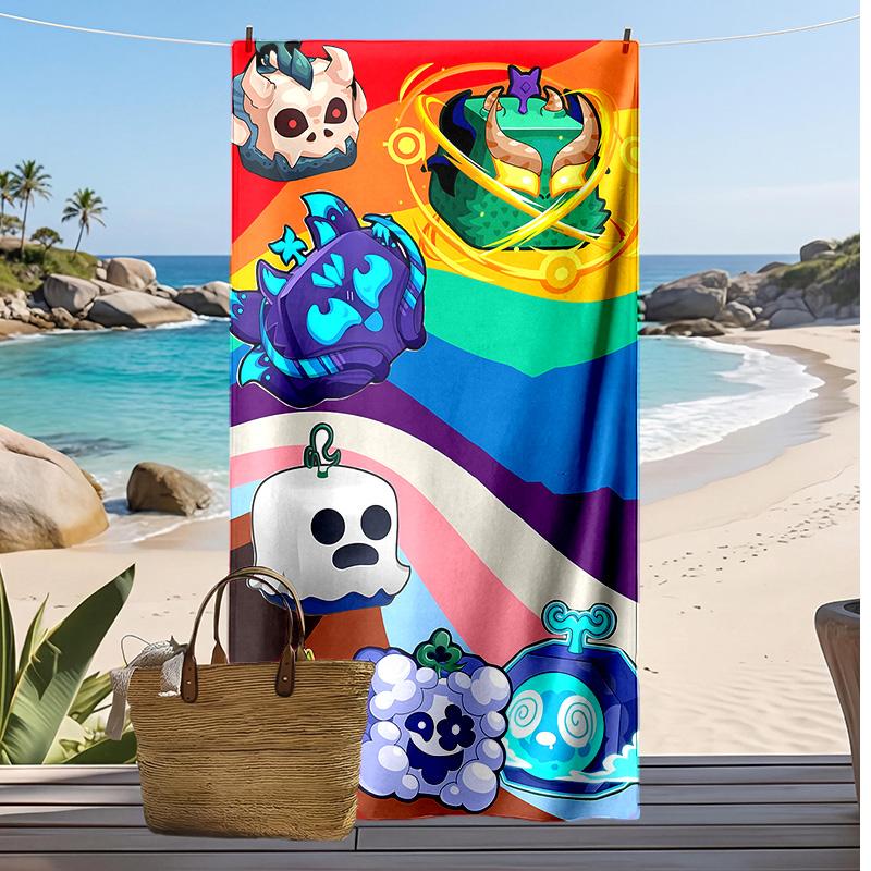 Asciugamano da Spiaggia Quick Dry Stampato Blox Fruits Asciugamano da Bagno Super Assorbente Morbido Leggero per Piscina Viaggi Estivi