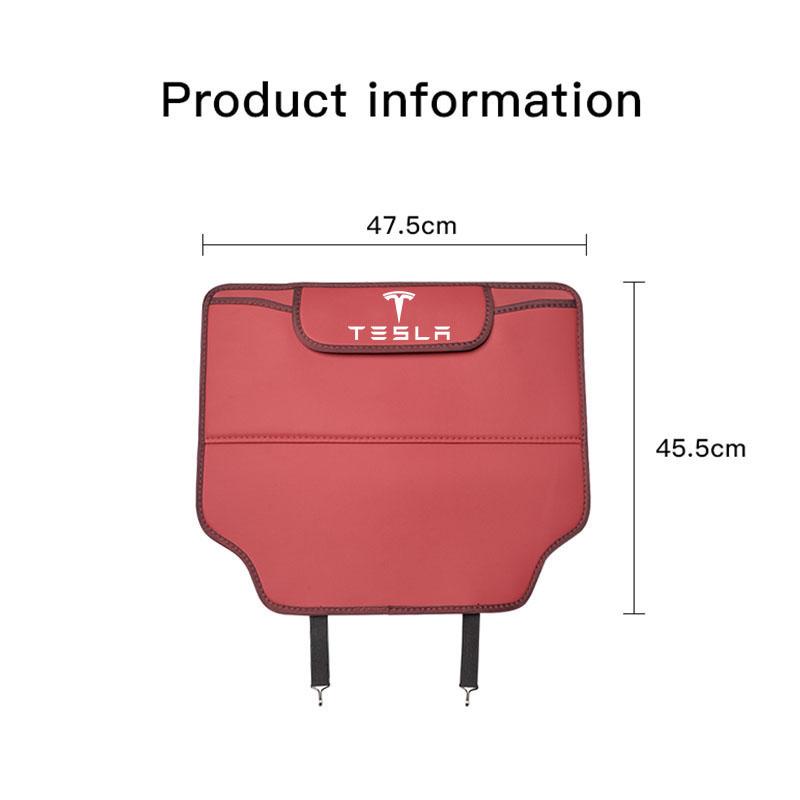 Car Seat Anti-Kick Pad Leather Cover Interior Storage Bag For Tesla Model-Y Model-3 Model-X Model-S Cybertruck Roadster SpaceX