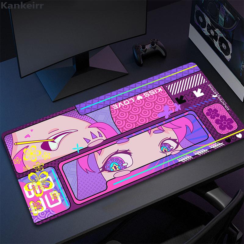 CSGO Anime Kawaii Pink Large Mouse Pad Gamer Mousepad Office Accessories for Deskmat Game Keyboard Pads Xcm Locking Edge Mat